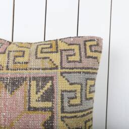 Handmade Vintage Kilim Pillow Cover Turkish Anatolian Cushion - 16x16 - thumbnail 2