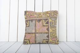 Handmade Vintage Kilim Pillow Cover Turkish Anatolian Cushion - 16x16 - thumbnail 1