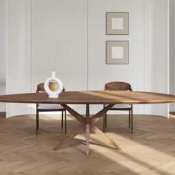 Hardwood Solid Oak Dining Table With Wooden Legs Clar 0108 - thumbnail 2