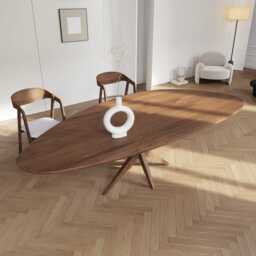 Hardwood Solid Oak Dining Table With Wooden Legs Clar 0108 - thumbnail 3