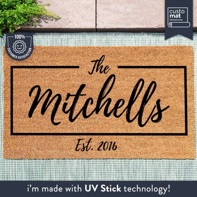 Housewarming Gift Ideas - Wedding Personalized Doormat Custom Closing Welcome Front Door Mat Monogram - image 1