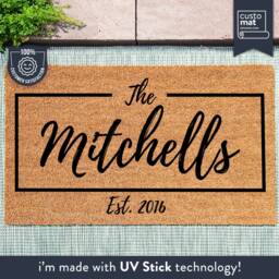 Housewarming Gift Ideas - Wedding Personalized Doormat Custom Closing Welcome Front Door Mat Monogram - thumbnail 1