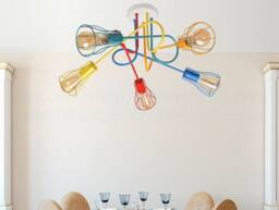 5 Colored Cage Lights Branching Semi Flush Mount Ceiling Light Fixture Kid Chandelier Lighting Multi-Light Nursery