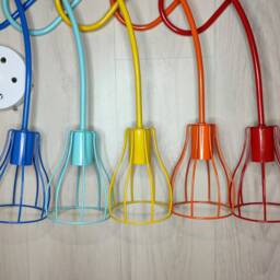5 Colored Cage Lights Branching Semi Flush Mount Ceiling Light Fixture Kid Chandelier Lighting Multi-Light Nursery - thumbnail 3