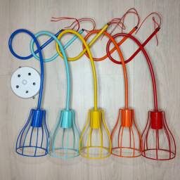 5 Colored Cage Lights Branching Semi Flush Mount Ceiling Light Fixture Kid Chandelier Lighting Multi-Light Nursery - thumbnail 2