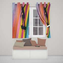 Colourful Skateboarder Silhouette Rainbow Street Art Modern Design For Home Decor Readymade Eyelet Ring Top Thermal 100% Blackout Curtains - thumbnail 2
