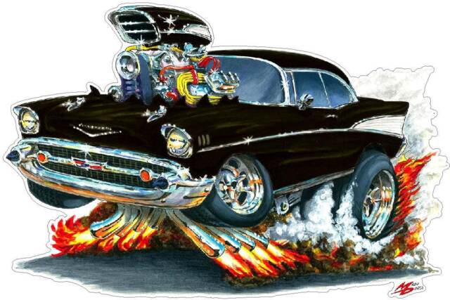 1957 Chevy Fb Wall Decal Classic Cartoon Car Vinyl Sticker - image 1