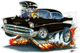 1957 Chevy Fb Wall Decal Classic Cartoon Car Vinyl Sticker - thumbnail 1
