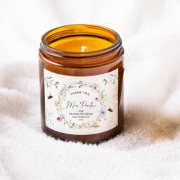 Personalized Teacher Gift, Thank You Soy Candle, Floral Label - thumbnail 1