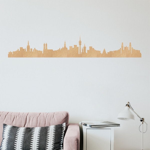 Corkline Munich Skyline Wall Pictures City Panorama Pinboard Decoration Made Of Cork Sticker Living Room Tattoo Bedroom Silhouette - image 1