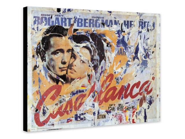 Casablanca Movie Poster - Humphrey Bogart & Ingrid Bergman, Framed Canvas - image 1