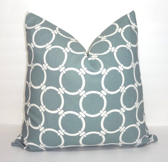 Grey Blue Ivory Links Linked Geometric Pillow Cover Home Decor By Homeliving Size 18x18