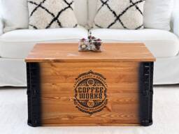 Coffee Table Chest Wooden Box Vintage Shabby Chic - thumbnail 1