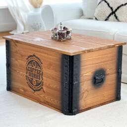 Coffee Table Chest Wooden Box Vintage Shabby Chic - thumbnail 3