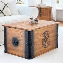Coffee Table Chest Wooden Box Vintage Shabby Chic - thumbnail 2