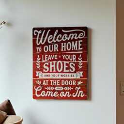 Welcome To Our Home Metal Sign Remove Your Shoes Decor - thumbnail 2