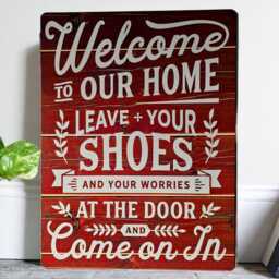 Welcome To Our Home Metal Sign Remove Your Shoes Decor - thumbnail 3