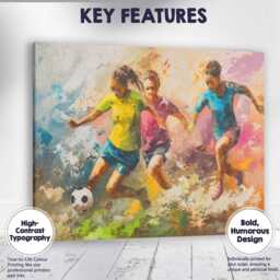 Dynamic Youth Football Match Abstract Action Painting Canvas Wall Art Print Decor Picture Ready To Hang - thumbnail 1