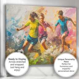 Dynamic Youth Football Match Abstract Action Painting Canvas Wall Art Print Decor Picture Ready To Hang - thumbnail 3