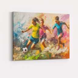 Dynamic Youth Football Match Abstract Action Painting Canvas Wall Art Print Decor Picture Ready To Hang - thumbnail 4