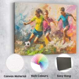 Dynamic Youth Football Match Abstract Action Painting Canvas Wall Art Print Decor Picture Ready To Hang - thumbnail 2
