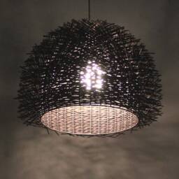 Rattan Bird Nest Pendant Light, Rustic Woven Lighting - thumbnail 2