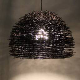 Rattan Bird Nest Pendant Light, Rustic Woven Lighting - thumbnail 3