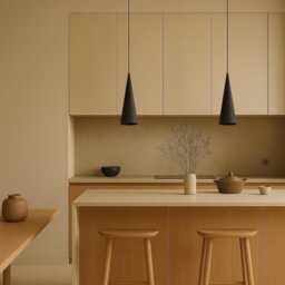 Cone Black Wood Pendant Lighting, Sculpture Ceiling Lamp, Hanging Light, Natural Modern Chandelier, Handmade, Japandi, Minimal Design - thumbnail 2