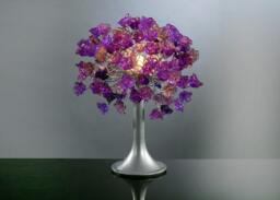 Purple Table Lamp, Bedside Table Lamp With Purple Flowers, Beautiful As A Wedding Present