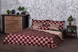 Luxury Faux Fur Bed Set Garnet & Onyx Patchwork - Eco-Friendly Tissavel - thumbnail 1