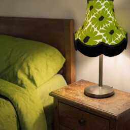 Green Retro Lampshade With Black Fringe Handmade For Ceiling Lights, Table & Floor Standard Lamp Shades - thumbnail 3