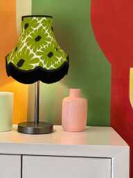 Green Retro Lampshade With Black Fringe Handmade For Ceiling Lights, Table & Floor Standard Lamp Shades - thumbnail 1