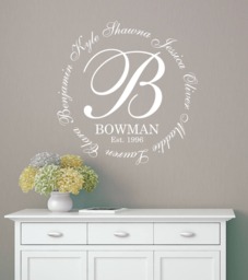Family Names Monogram in Circle Wall Decal Large - Wall Decal Personalized M243 - thumbnail 1