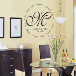 Family Names Monogram in Circle Wall Decal Large - Wall Decal Personalized M243 - thumbnail 3