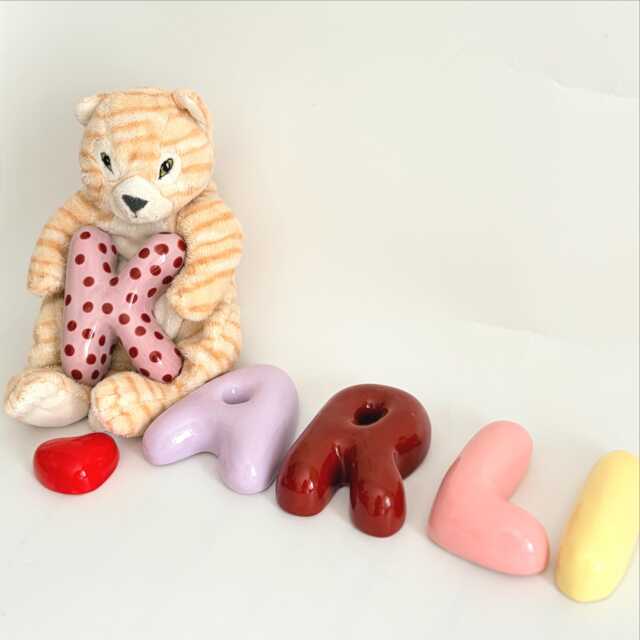 Handmade Ceramic Letters-Ceramic Bubble Letters - Personalized Colorful Letter - image 1