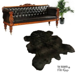 Plush Faux Fur Area Rug - Buffalo Hide Pelt Shape, Handmade Usa