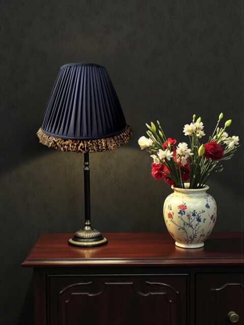 Traditional Leopard Print Ruffle Lampshade, Black Pleated Fabric Drum Shade, Made in The UK - Animal Lamp Shades - image 1