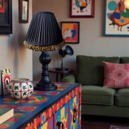 Traditional Leopard Print Ruffle Lampshade, Black Pleated Fabric Drum Shade, Made in The UK - Animal Lamp Shades - thumbnail 2