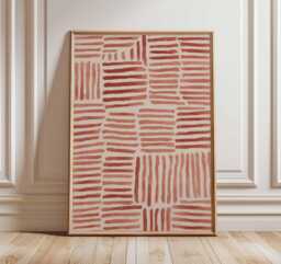 Abstract Red Geometric Print Poster - Modern Minimalist Line Art Wall Decor Contemporary Pattern Artwork For Living Room & Home - thumbnail 1