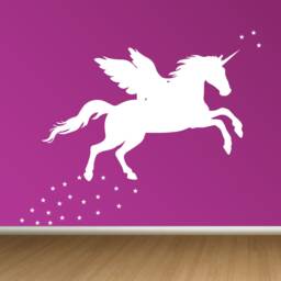 Magical Unicorn Wall Decal With Stars Girl's Nursery Decor - thumbnail 3