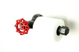Toilet Paper Dispenser Model 1 - Large Industrial Style Steering Wheel Made Of Plumbing Fittings - thumbnail 1