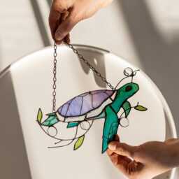 Turtle Suncatcher Stain Glass Decor Green Home House Window Wall Hangings Gift Grandma Gift - thumbnail 3