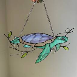 Turtle Suncatcher Stain Glass Decor Green Home House Window Wall Hangings Gift Grandma Gift - thumbnail 2
