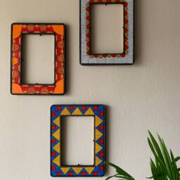 Hand Painted Wooden Frame Madhubani Indian Art Wall Decor - thumbnail 2