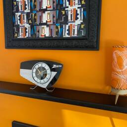 Handmade Zenith Radio Mantle Clock Mid-Century Atomic Starburst Design - thumbnail 4