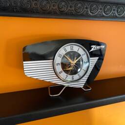 Handmade Zenith Radio Mantle Clock Mid-Century Atomic Starburst Design - thumbnail 2
