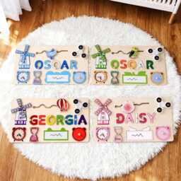 Personalized Name Puzzle, Wooden Kids Puzzle Toy, Early Learning Busy Board, Baby Room Decor, 1st Birthday Gift For Kids, Shower - thumbnail 2