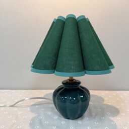Vintage Green Ceramic Pumpkin Table Lamp With Fabric Shade - thumbnail 2