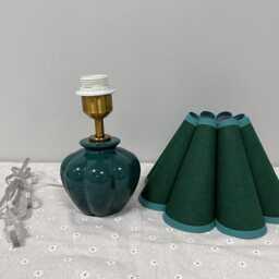 Vintage Green Ceramic Pumpkin Table Lamp With Fabric Shade - thumbnail 4