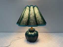Vintage Green Ceramic Pumpkin Table Lamp With Fabric Shade
